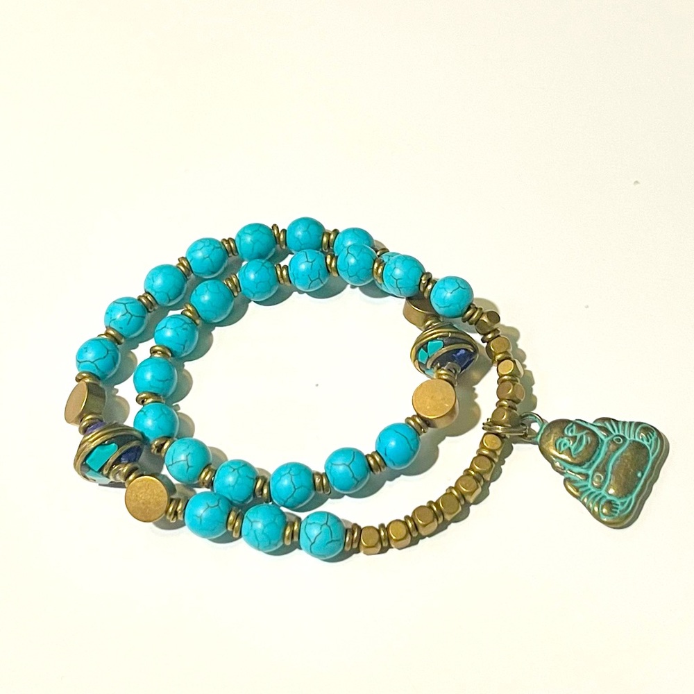 Turquoise Mala Gemstone Bead Bracelet 🤲📿